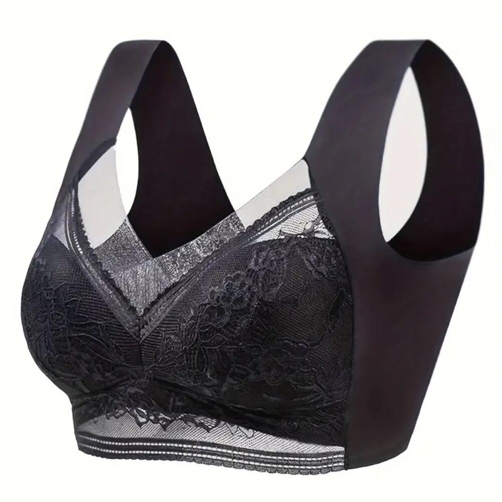 Elegant NEW Floral lace decor, full coverage, sports bra, Women Size XL=…